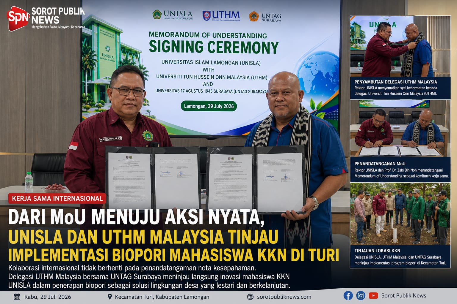 Dari MoU Menuju Aksi Nyata, UNISLA dan UTHM Malaysia Tinjau Implementasi Biopori Mahasiswa KKN di Turi