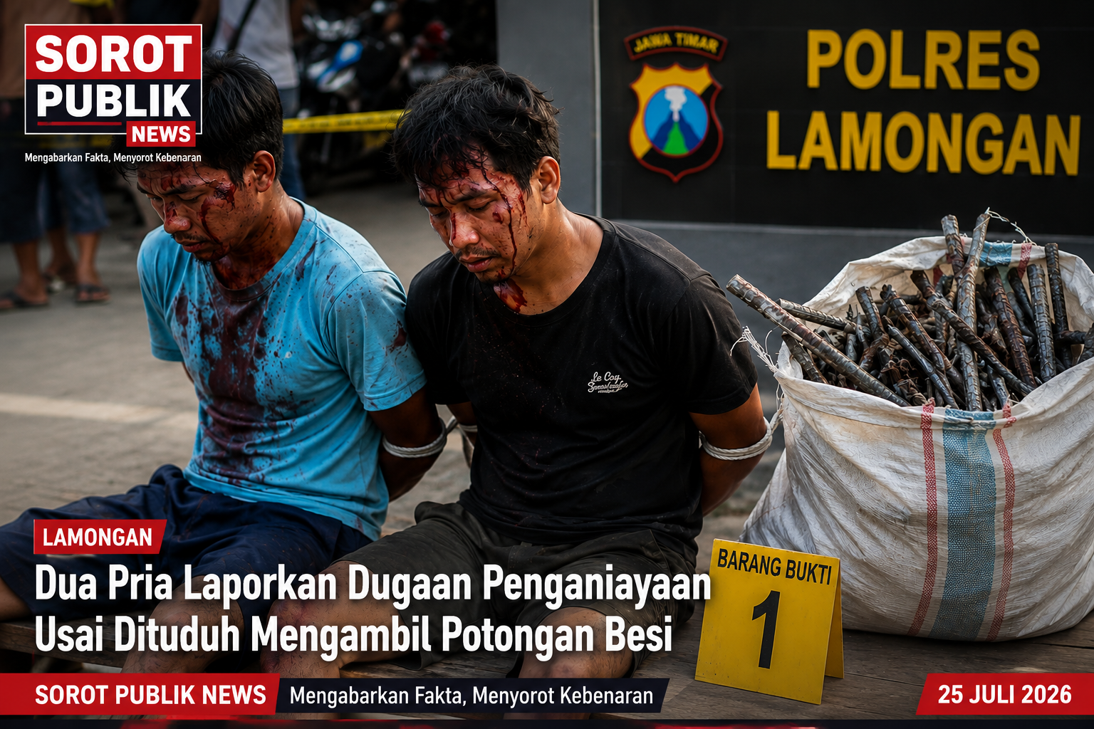 Dua Pria Laporkan Dugaan Penganiayaan Usai Dituduh Mengambil Potongan Besi di Lamongan