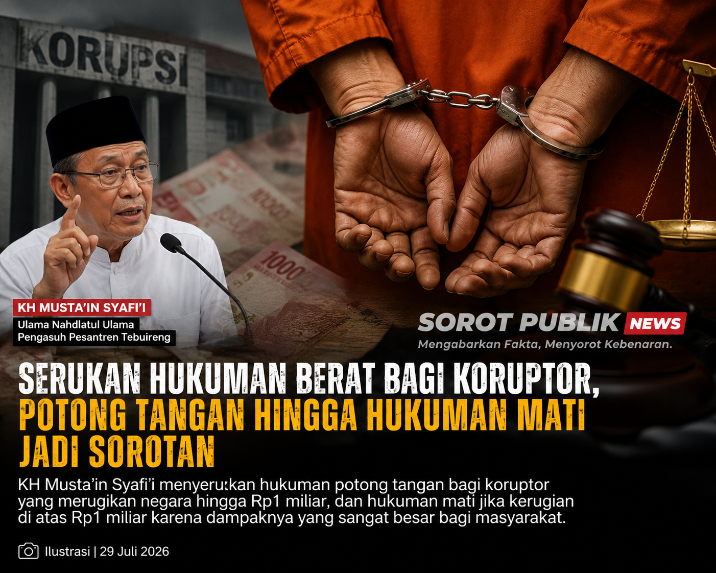 Ulama NU KH Musta'in Syafi'i Serukan Hukuman Berat bagi Koruptor, Potong Tangan hingga Hukuman Mati Jadi Sorotan