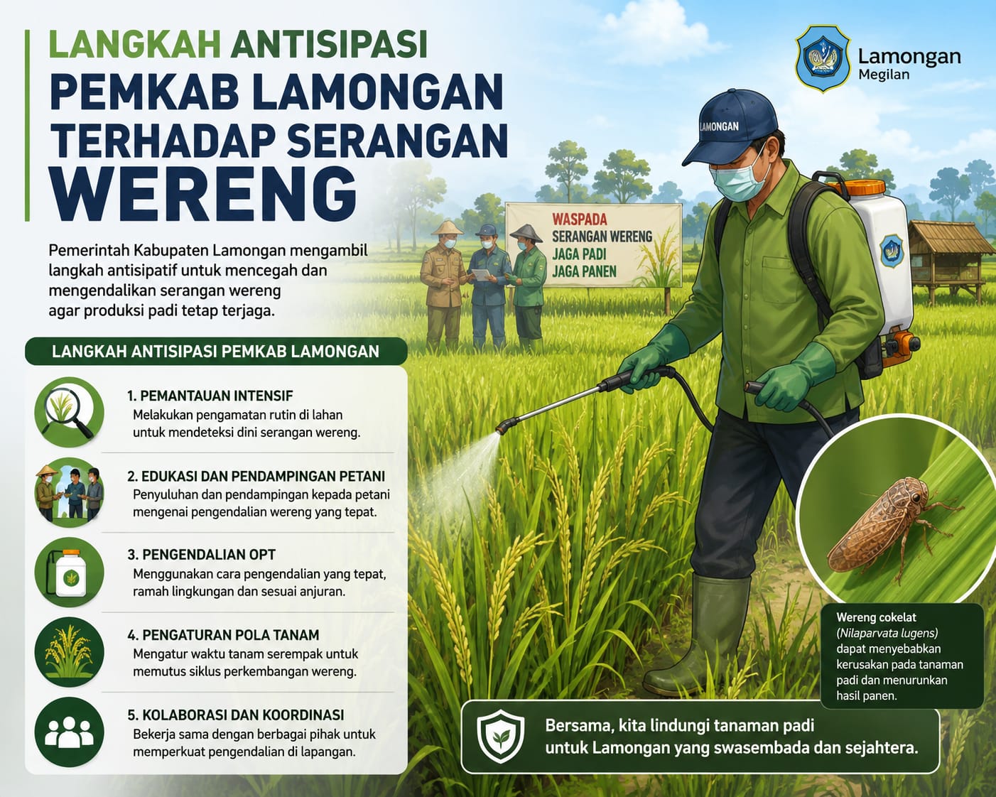 Ribuan Hektare Sawah Terancam Wereng, Pemkab Lamongan Bergerak Cegah Gagal Panen