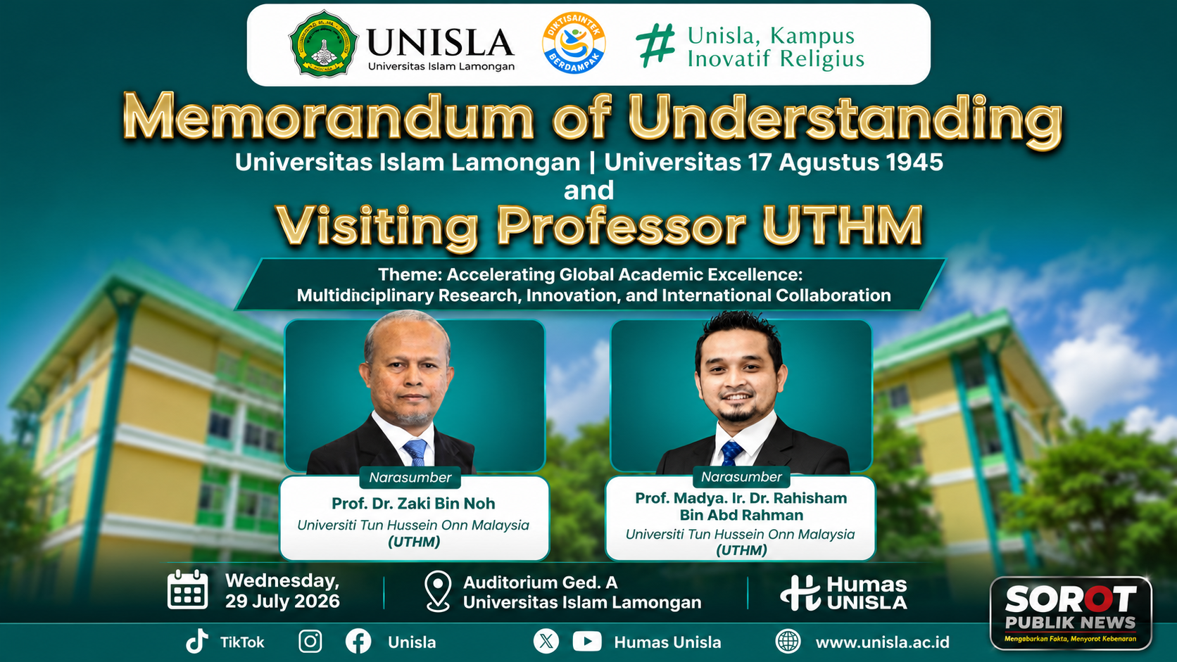 UNISLA Perkuat Jejaring Internasional, Gandeng Untag Surabaya dan Hadirkan Visiting Professor dari Malaysia