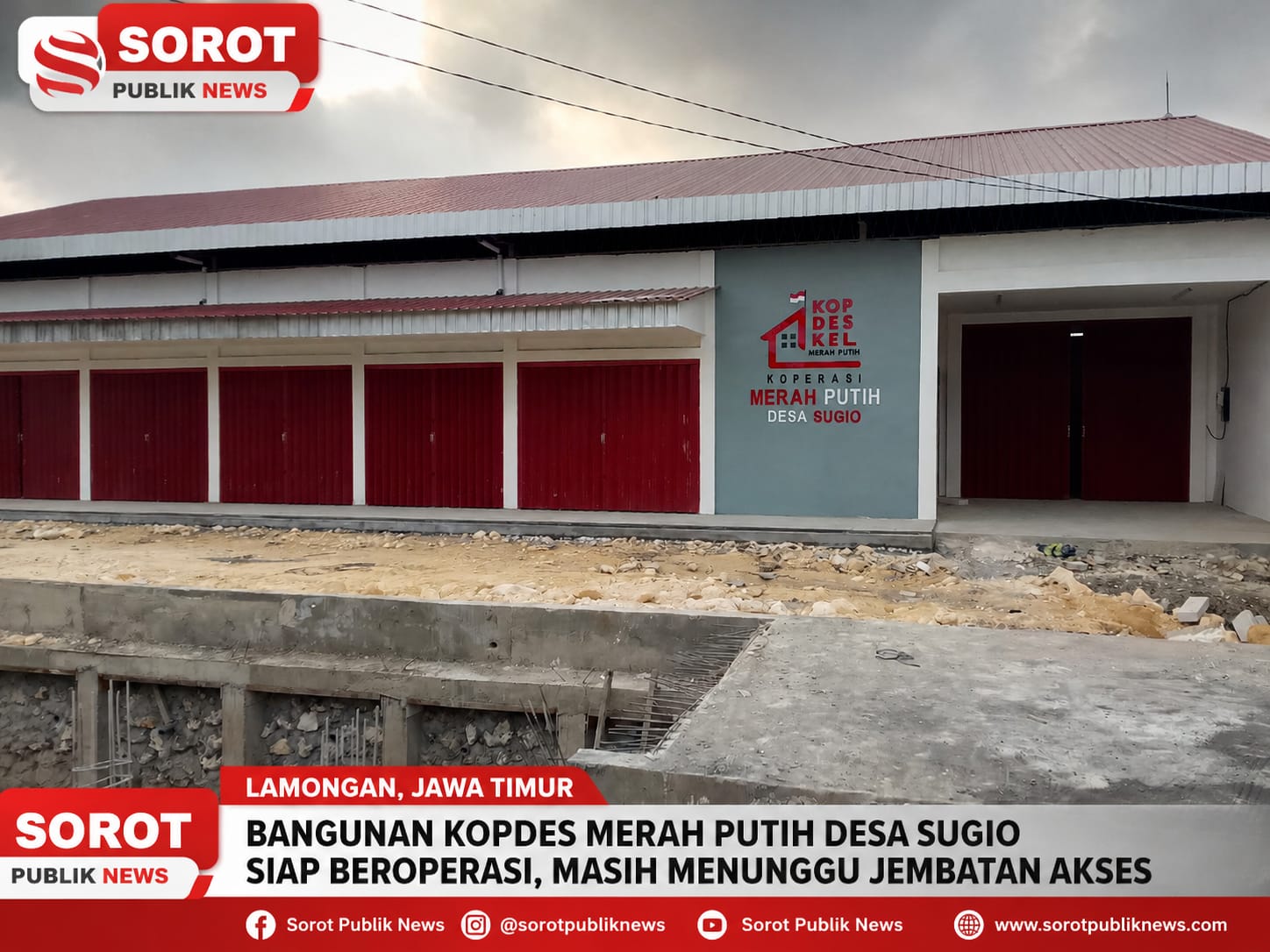 Bangunan Sudah Siap, Kopdes Merah Putih Desa Sugio Masih Menunggu Jembatan Akses